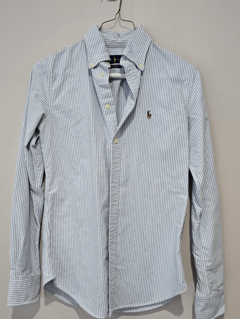 Ralph Lauren Light Blue and White Pinstripe Button-Down Shirt